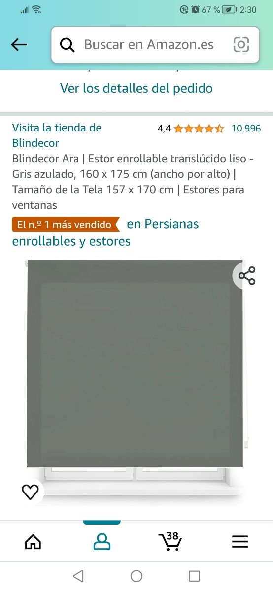 Varios estores marrón, gris y beige