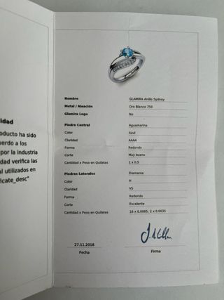 Anillo de compromiso aguamarina diamante