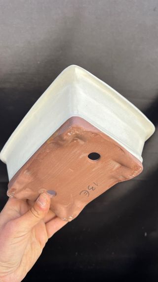 MACETA SHOIN BONSAI RECTANGULAR ESMALTADA CREMA