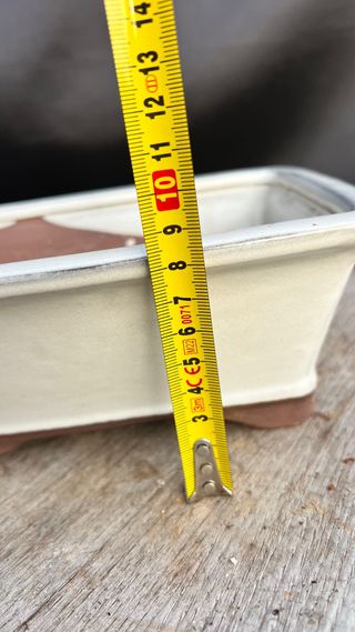 MACETA SHOIN BONSAI RECTANGULAR ESMALTADA CREMA