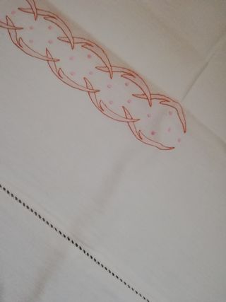 Lenzuolo puro Lino ricamato a mano