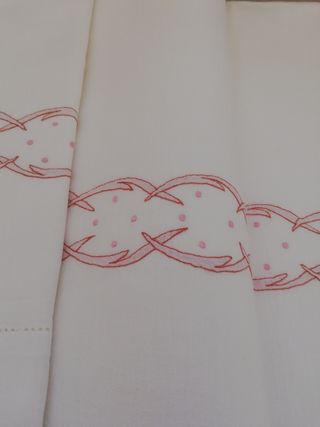 Lenzuolo puro Lino ricamato a mano