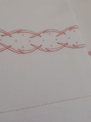 Lenzuolo puro Lino ricamato a mano