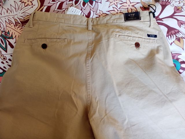 Pantalón chino Slim  fit beige talla 42 Cortefiel 