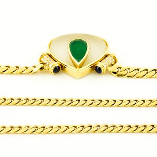 Collar en Oro Amarillo de 18k y Colgante con Esmer