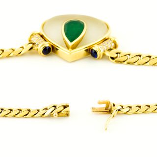 Collar en Oro Amarillo de 18k y Colgante con Esmer