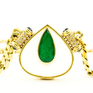 Collar en Oro Amarillo de 18k y Colgante con Esmer