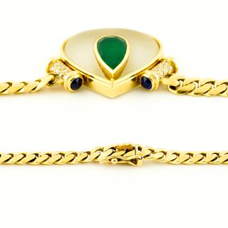 Collar en Oro Amarillo de 18k y Colgante con Esmer