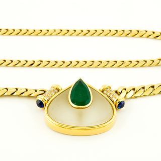 Collar en Oro Amarillo de 18k y Colgante con Esmer