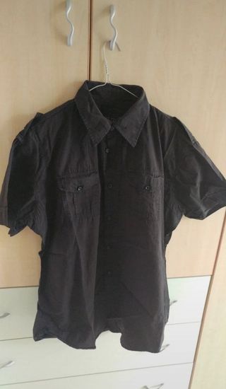 Camicia Maniche Corte Wampum Cotone Nero