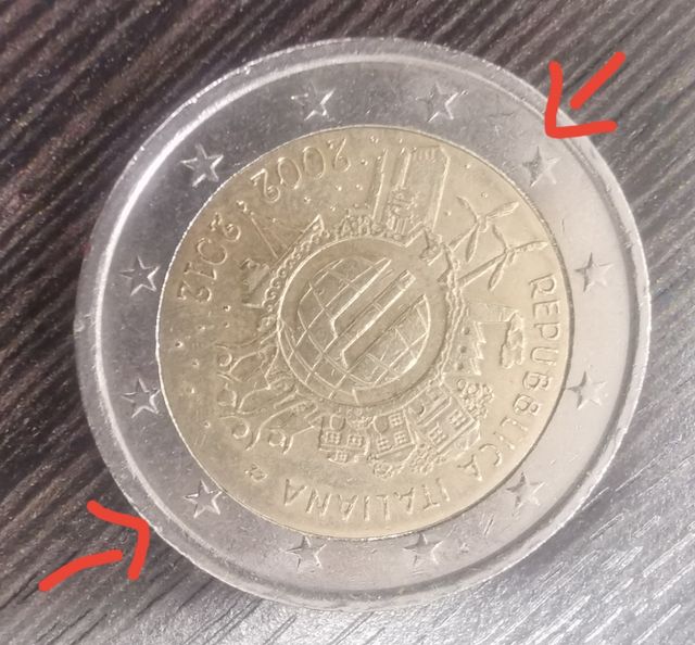 2 euro commemorativa errore di Conio
