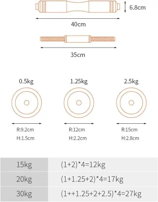 Mancuernas ajustables 4 en 1  20kg nuevos en Acero