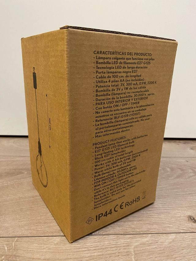 Lámpara colgante que funciona a pilas