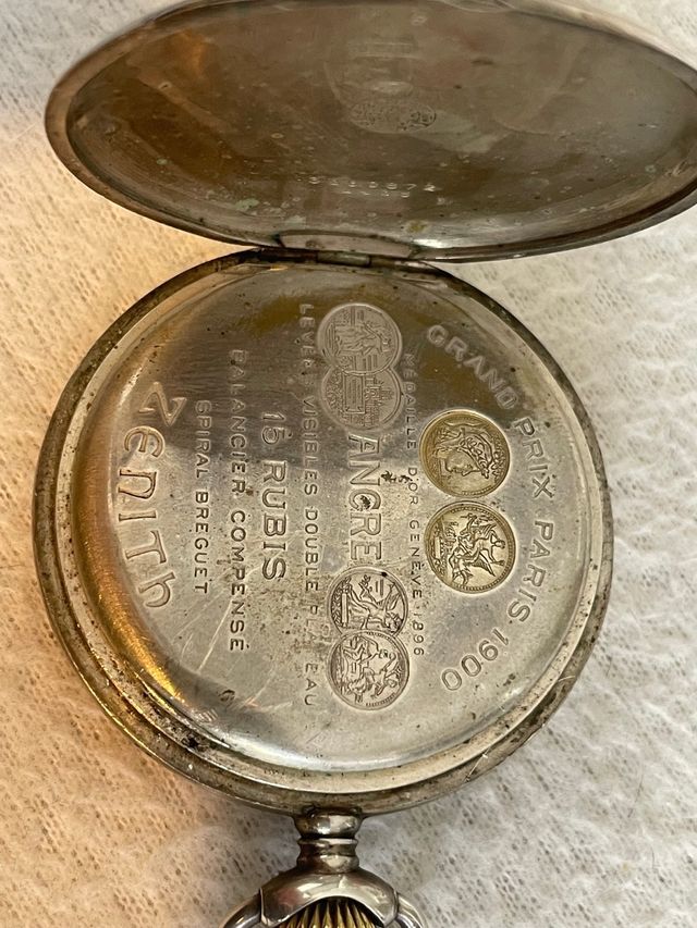 reloj plata bolsillo cuerda marca ZENITH Año 1927