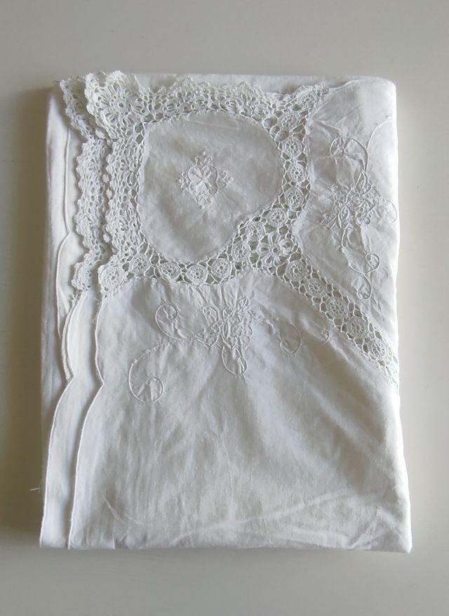 Mantel blanco de algodon