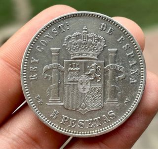 Moneda PLATA 5 Pesetas 1877 *(18-X7) ALFONSO XII