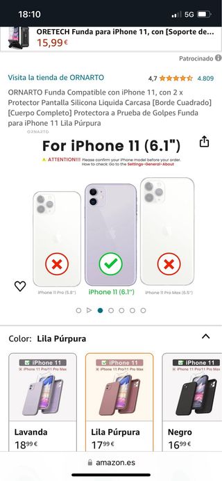 funda Iphone 11 silicona Ornato