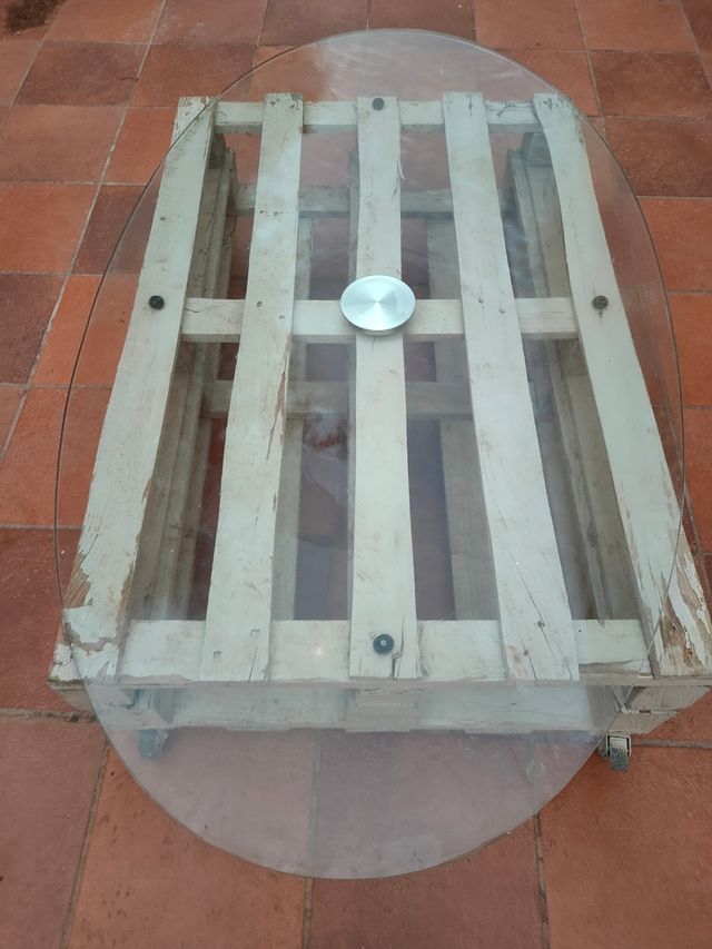 Mesa palets con cristal