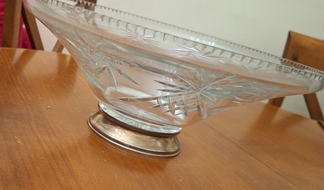 Centro mesa cristal y plata
