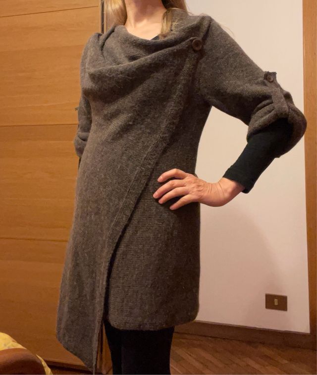 Maglione lungo donna marrone/grigio