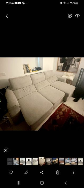 Sofá cama 3 plazas con chaise longe gris claro
