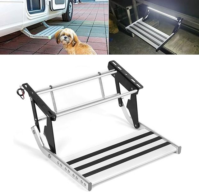 Escalón manual para autocaravana con luz