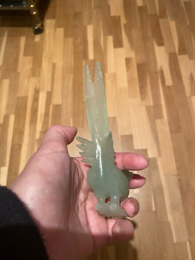 dos esculturas de piedra jade pájaros 