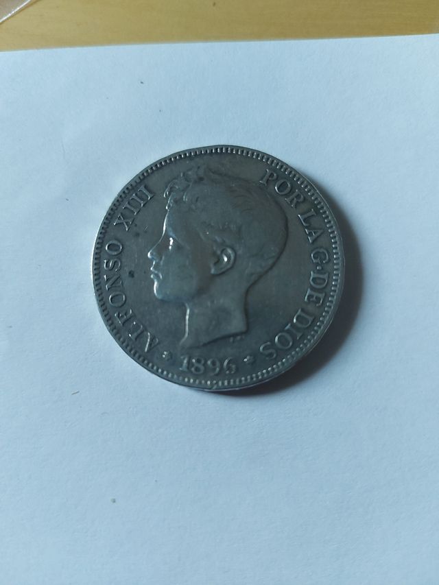 MONEDA ESPAÑA 5 PESETAS PLATA 1896 ALFONSO XII