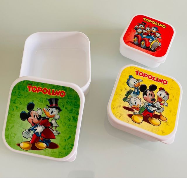 n. 3 porta snack / merenda bambini tema topolino
