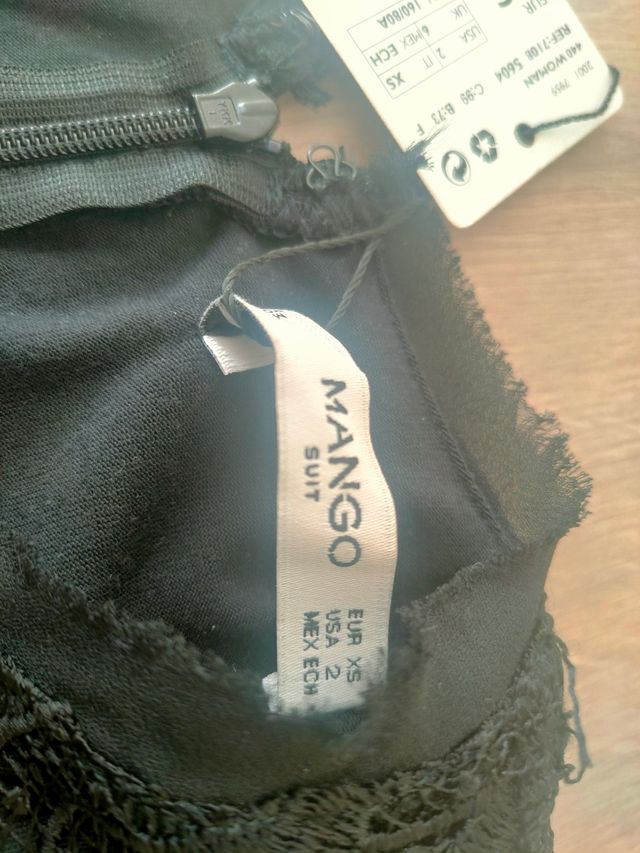 Vestido guipur color negro Mango