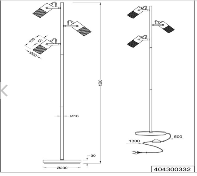 Lámpara de pie nórdica 3 luces Tosh