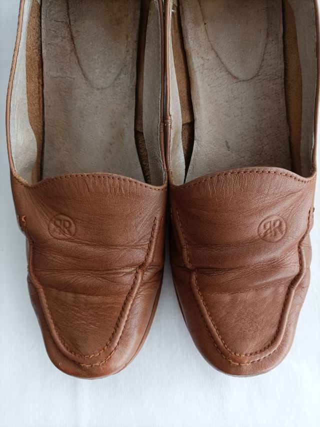 Zapatos tacón piel marrón claro t.38