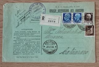 Busta affrancata atti giudiziari del 1934