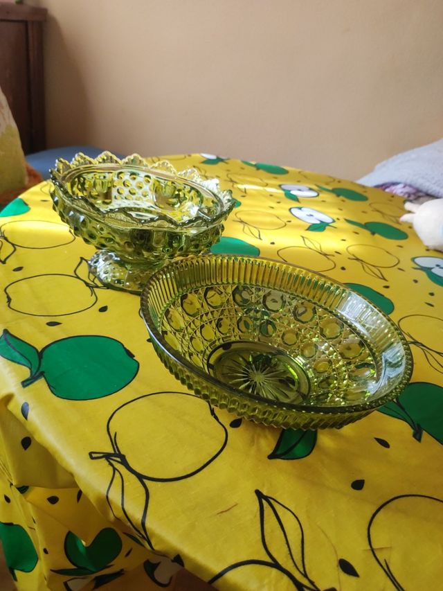 Lote porta velas i bol bombonera vidrio