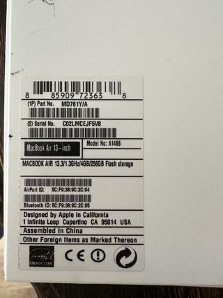 ordenador portatil mac air 13 pulgadas año 2013