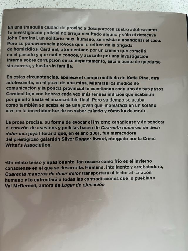 "Cuarenta maneras de decir dolor", Giles Blunt