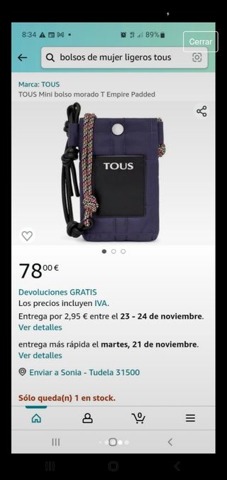 Bolso tous nuevo en su bolsa original 