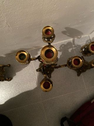 reloj y candelabros bronce