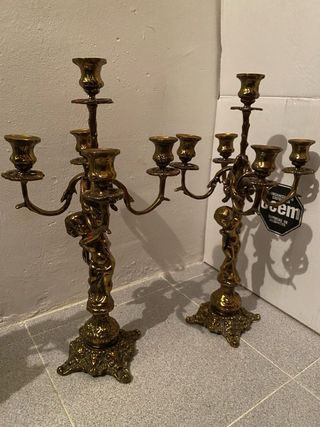 reloj y candelabros bronce
