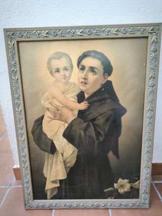 San Antonio con el niño Jesús. Marco antiguo.