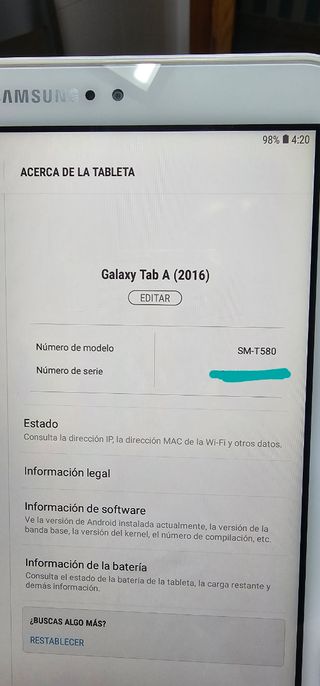 Tablet Galaxy tab A Samsung 16gb