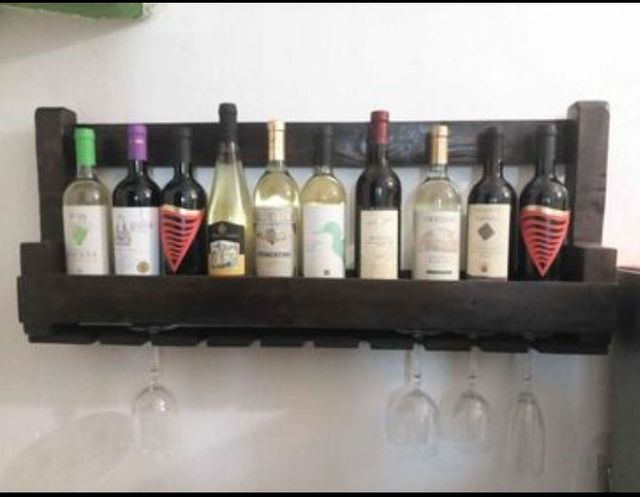 Portabottiglie in legno colore noce 