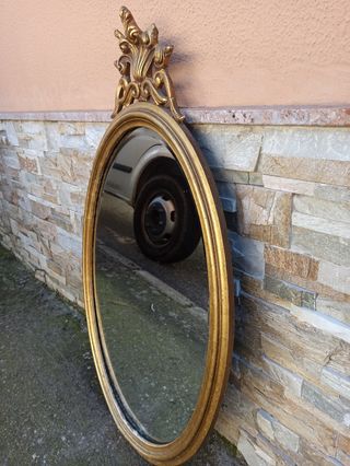 Espejo antiguo de madera con pan de oro