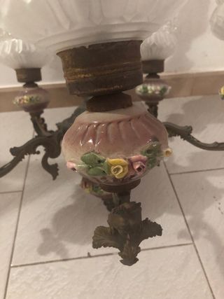 lampadario ottone e ceramica 5 luci