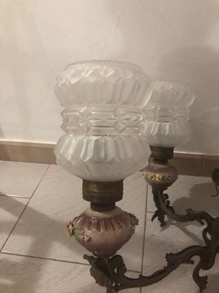 lampadario ottone e ceramica 5 luci