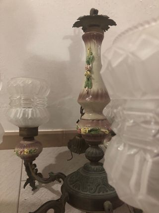 lampadario ottone e ceramica 5 luci
