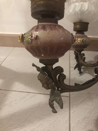 lampadario ottone e ceramica 5 luci