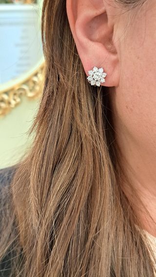 Pendientes Oro 18K Blanco con Diamantes