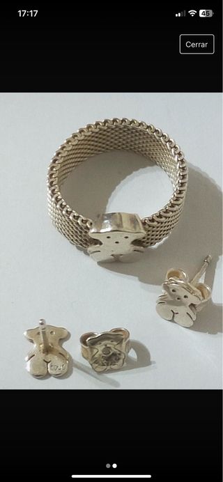pendientes tous y anillo a juego tous d plata