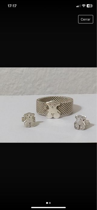 pendientes tous y anillo a juego tous d plata